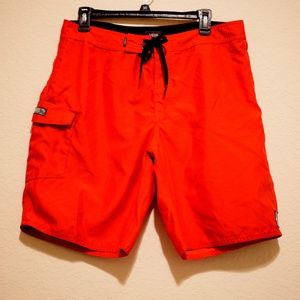 Vans Off the Wall Mens Board Shorts Swim Red Trunks Sz 34
